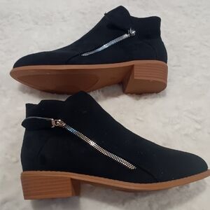 Black Ankle Boots with Zipper Detail